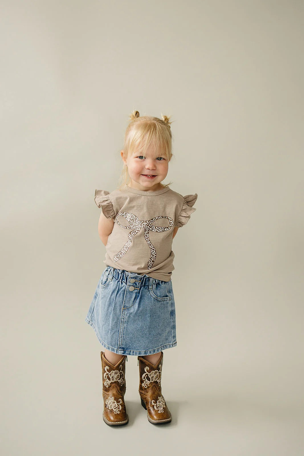 Mebie Baby - Cheetah Bow Ruffle Tee