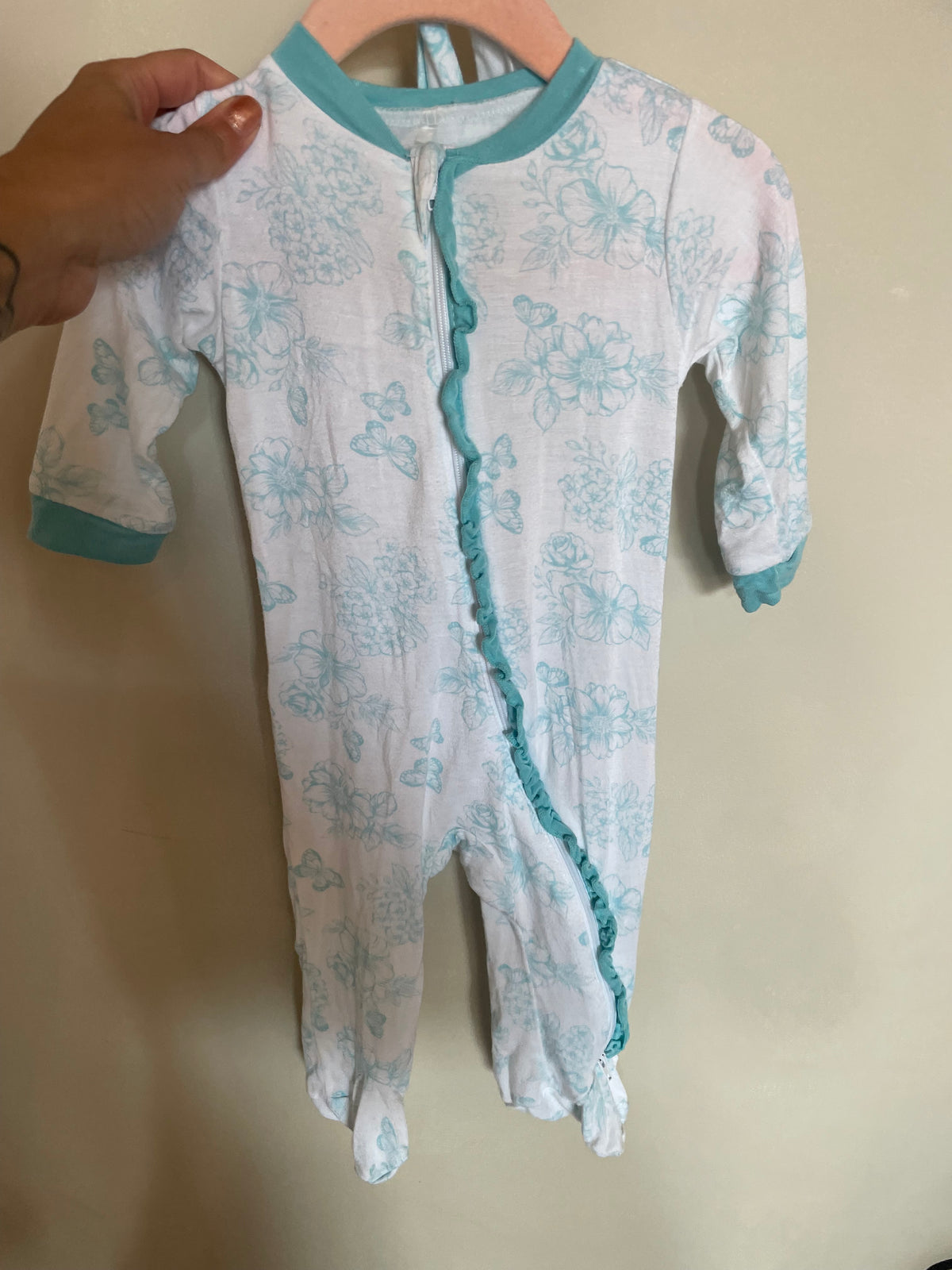 GR - Consignment- Milkberry Teal Floral Sleeper - 3-6M