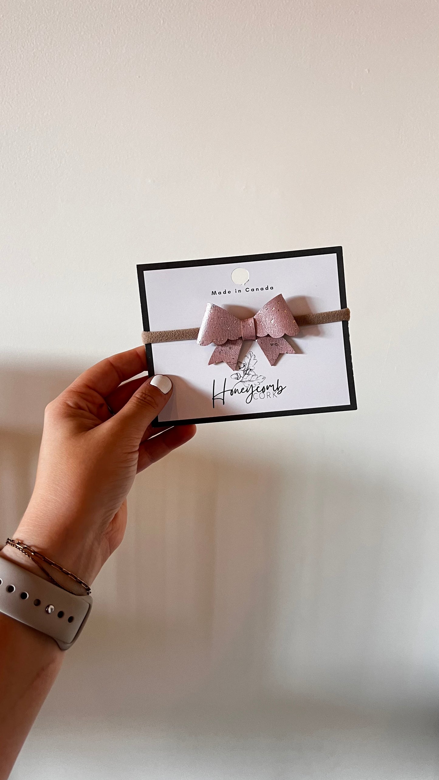 Honeycomb Cork - Kenna Bow - Headband - Light Pink