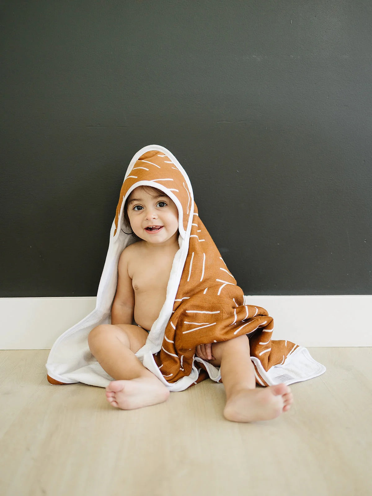 Mebie Baby - Mustard Mudcloth Muslin Hooded Towel