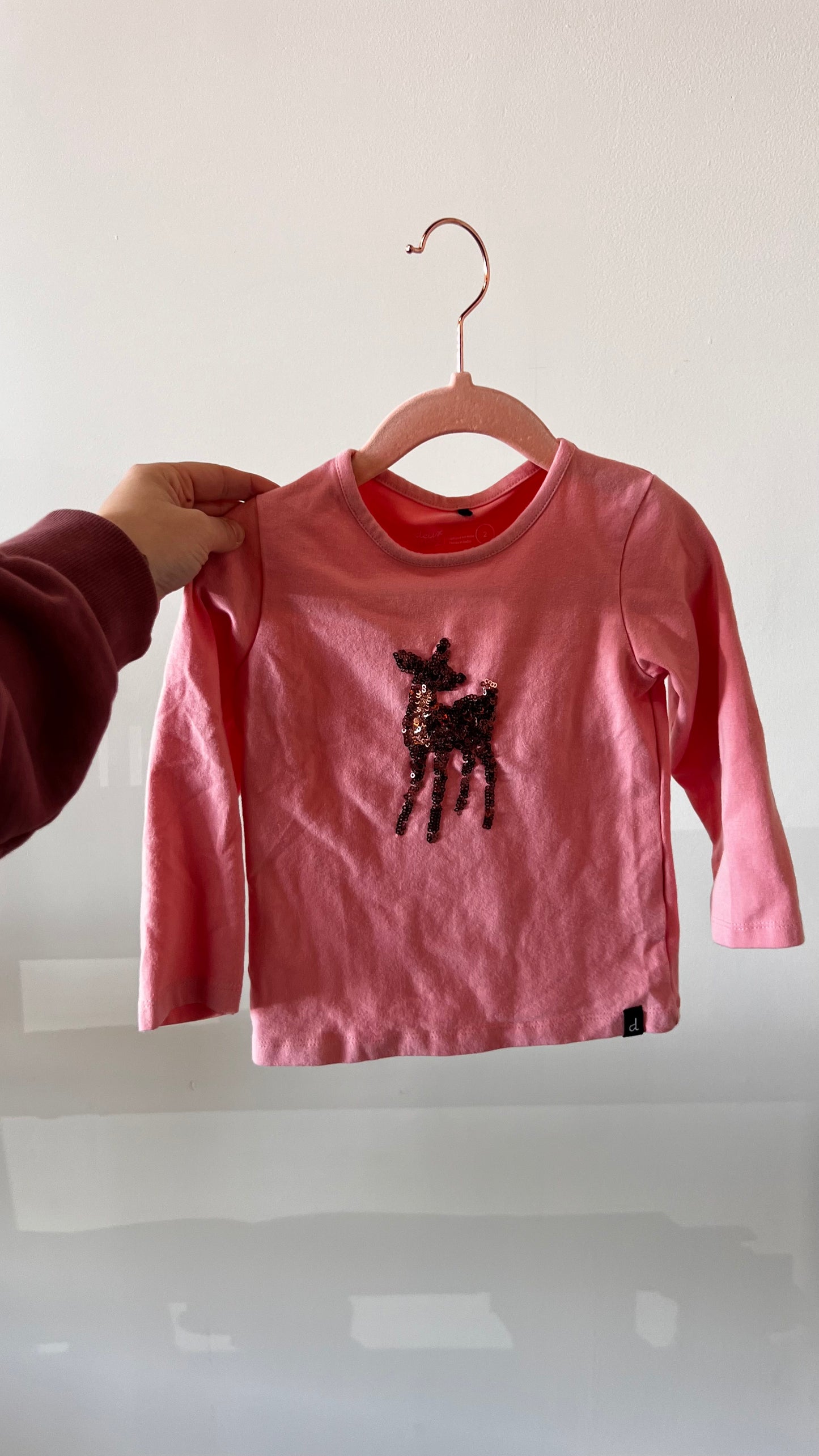 MR - Consignment - Deux Par Deux - Pink Deer Long Sleeve 2T