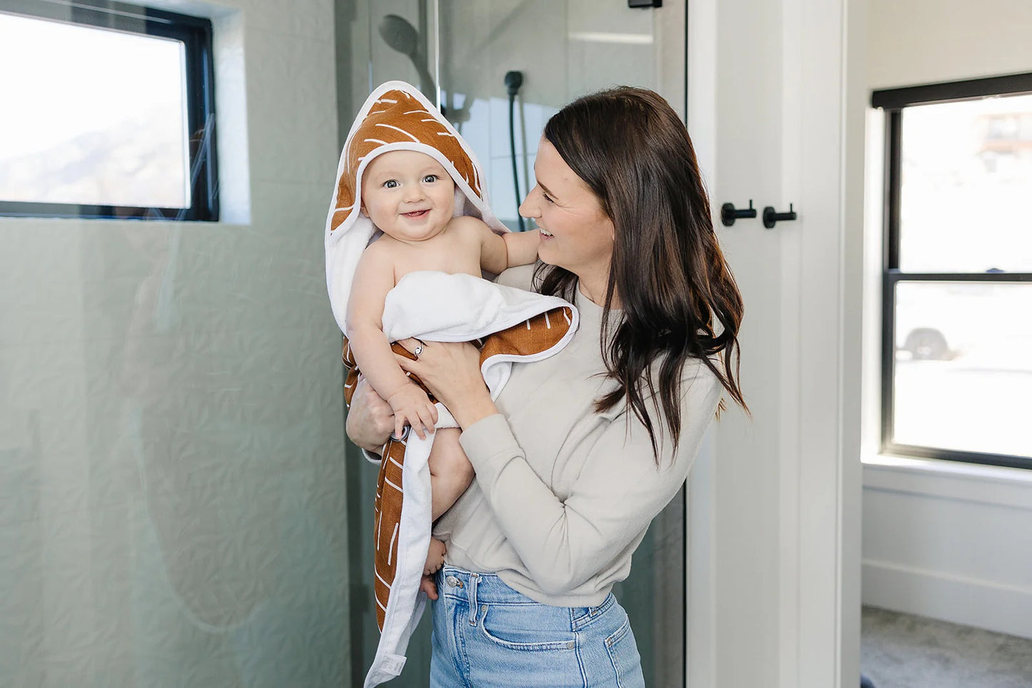 Mebie Baby - Mustard Mudcloth Muslin Hooded Towel