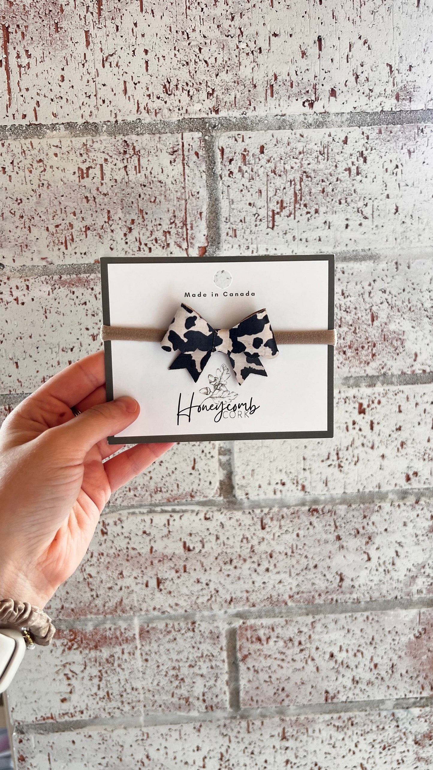Honeycomb Cork - Kenna Bow - Headband - Cow Print
