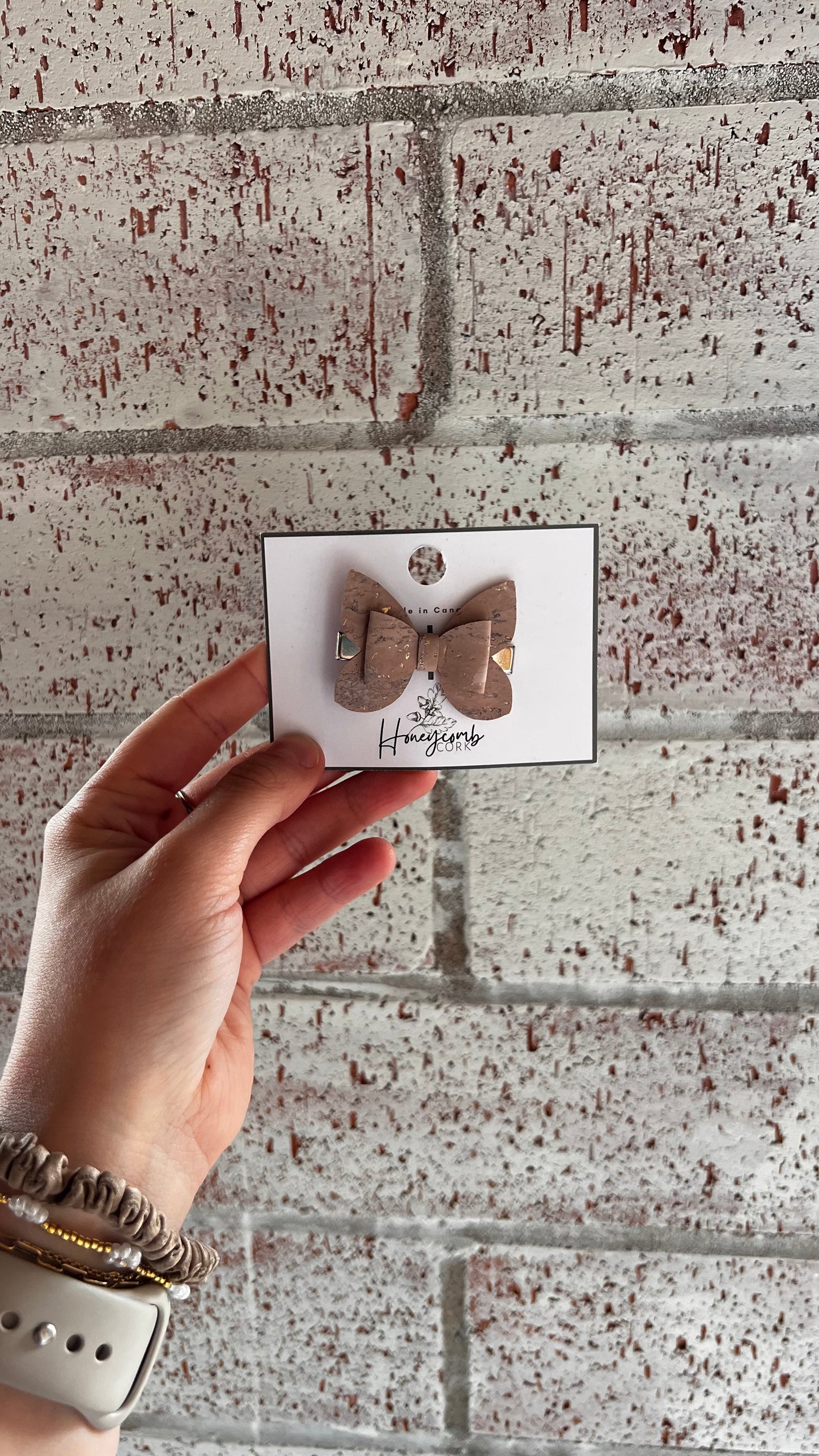 Honeycomb Cork - Butterfly Bow - Clip - Beige