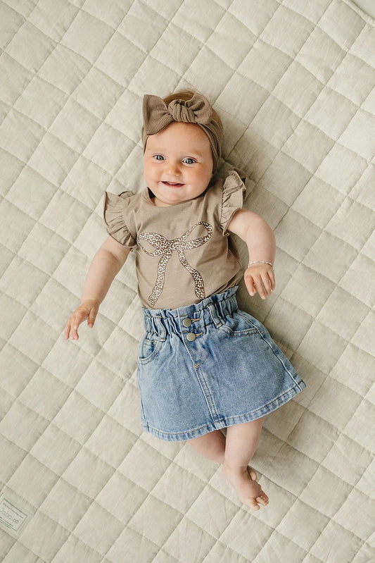 Mebie Baby - Cheetah Bow Ruffle Tee