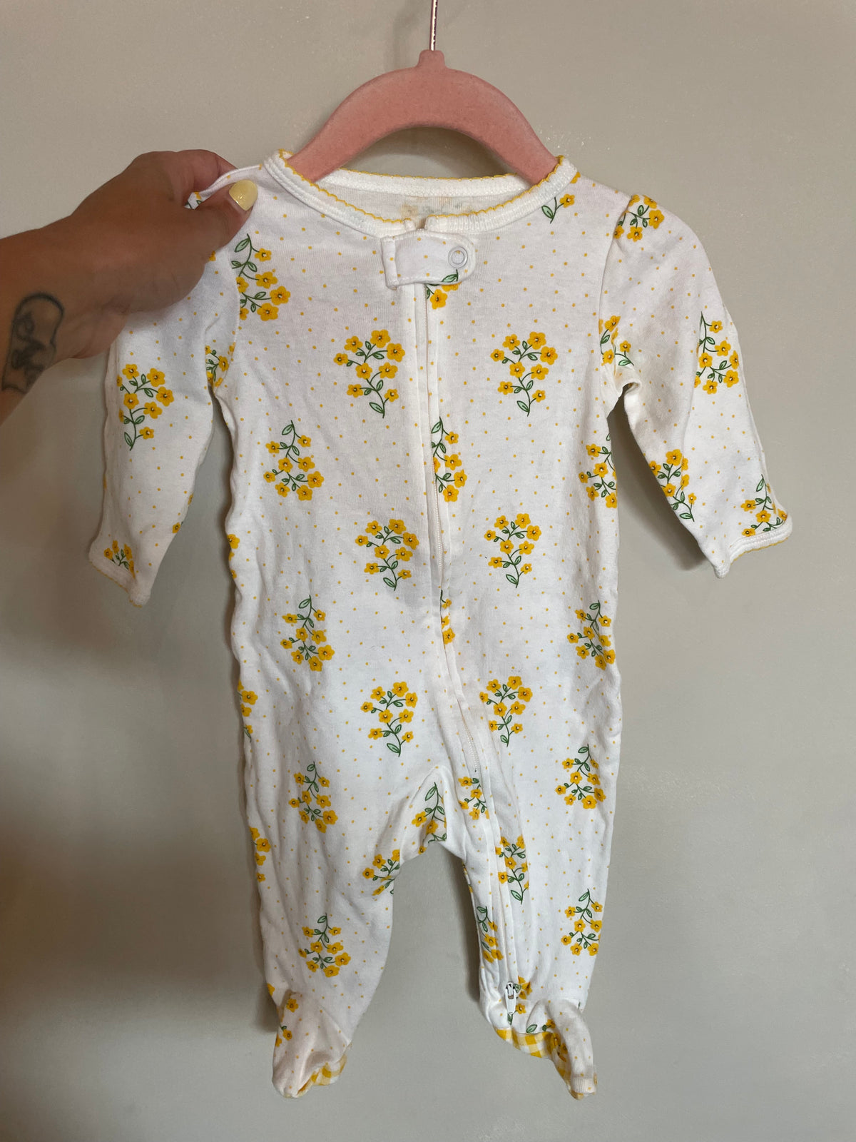 CC - Consignment - Carters Yellow Floral Sleeper- 6M