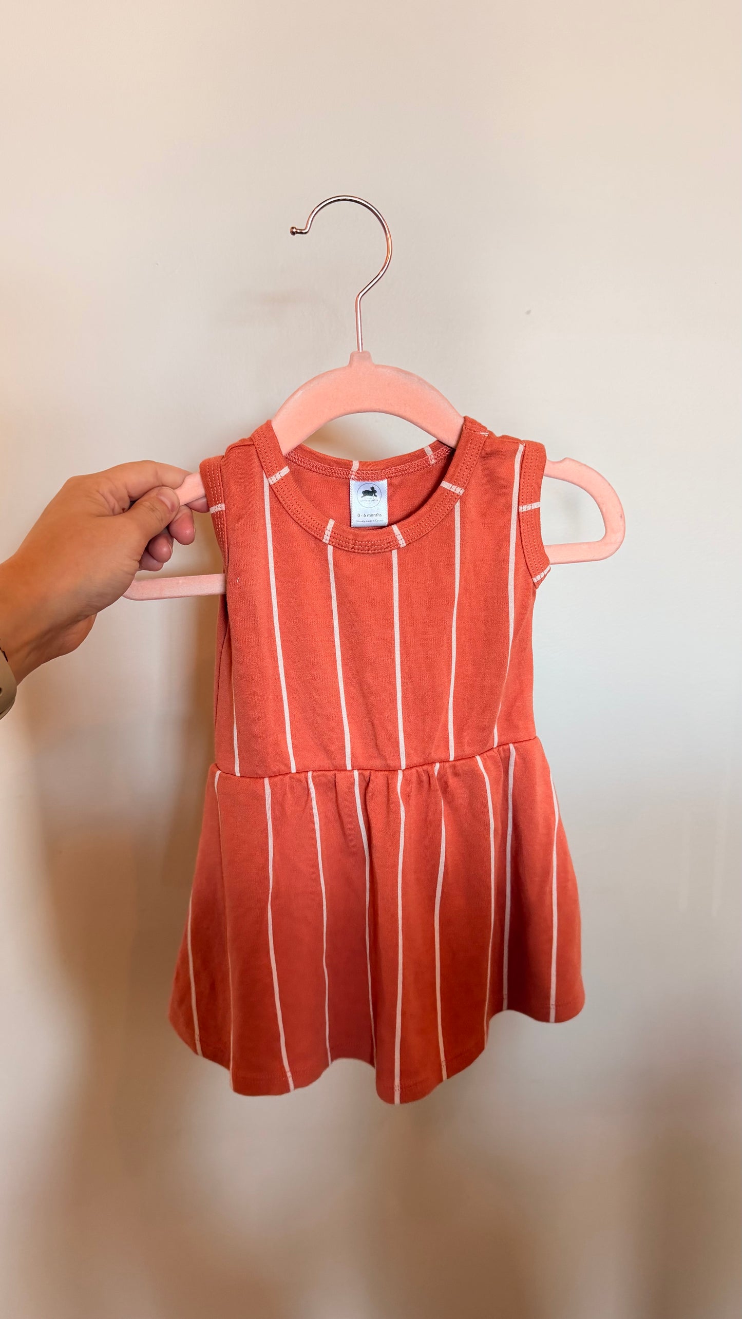 GR - Consignment - Little & Lively Orange Striped Dress 0-6M