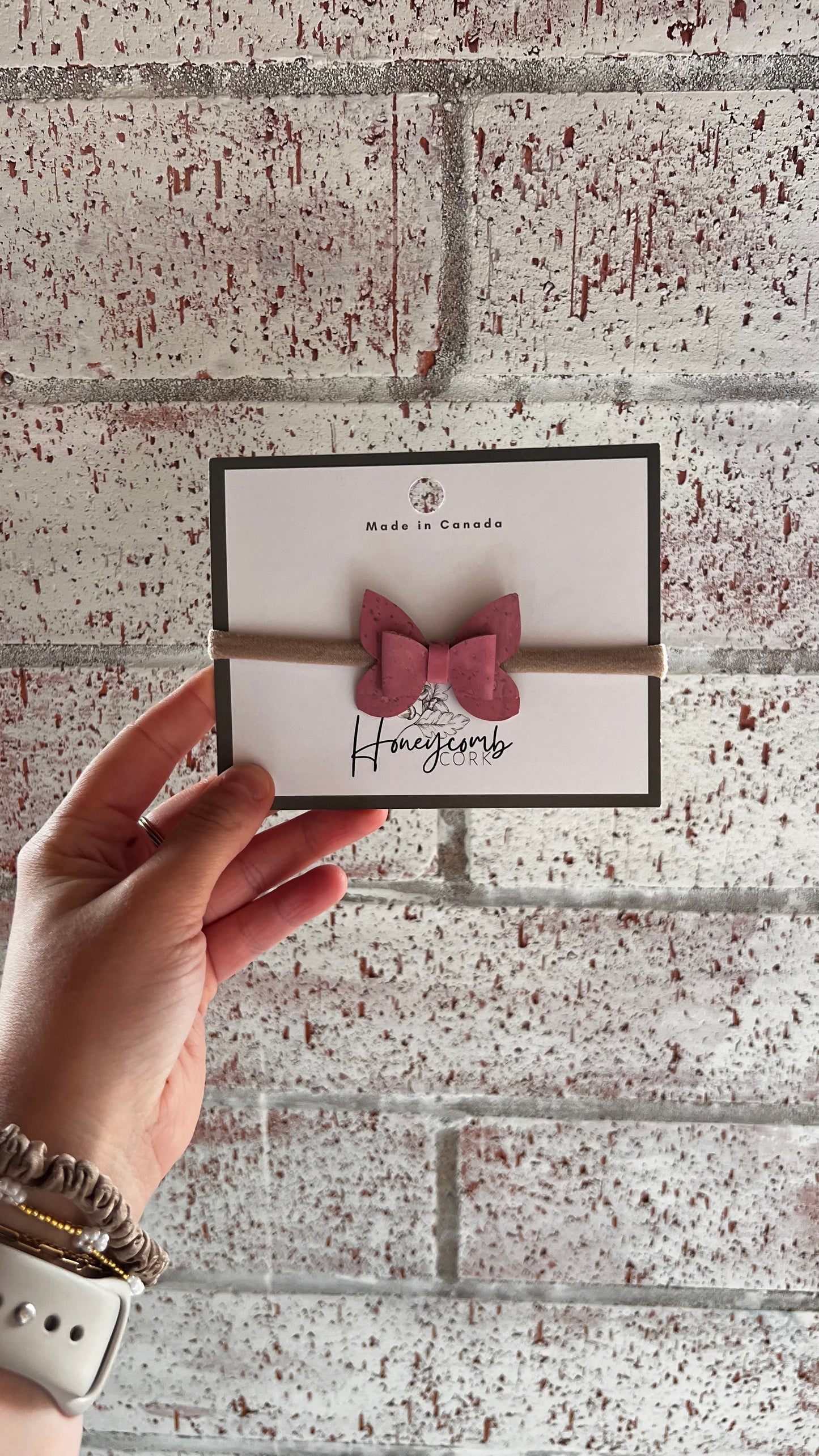 Honeycomb Cork - Butterfly Bow - Headwrap - Pink