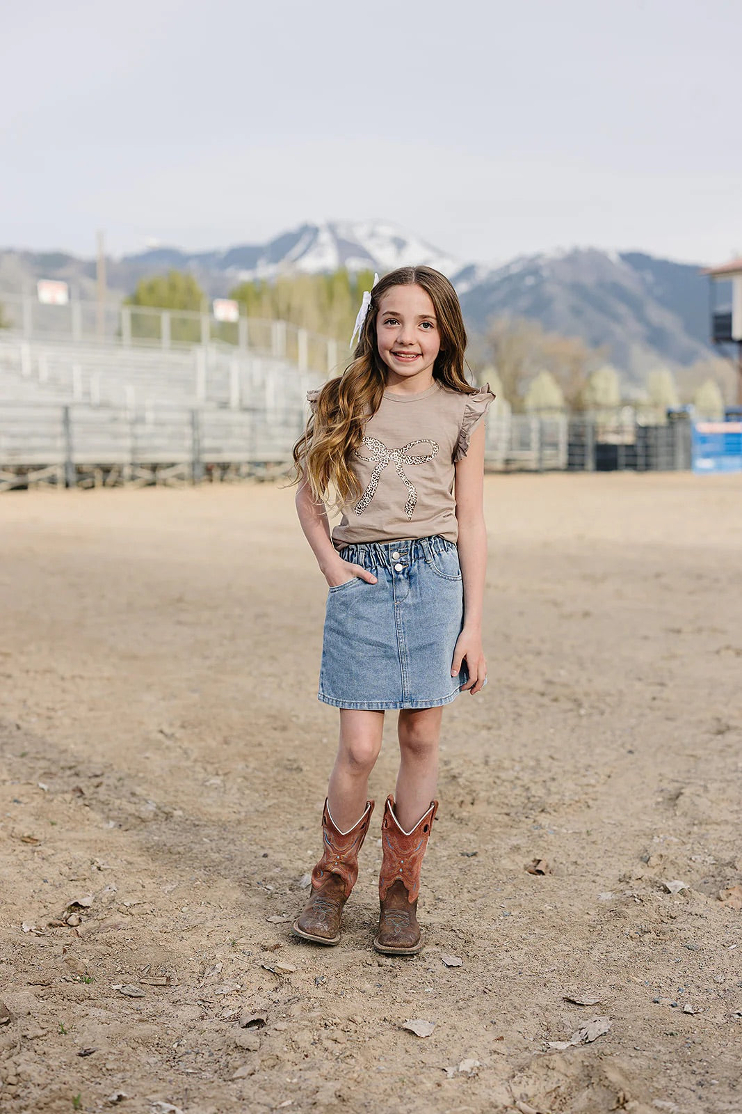 Mebie Baby - Cheetah Bow Ruffle Tee