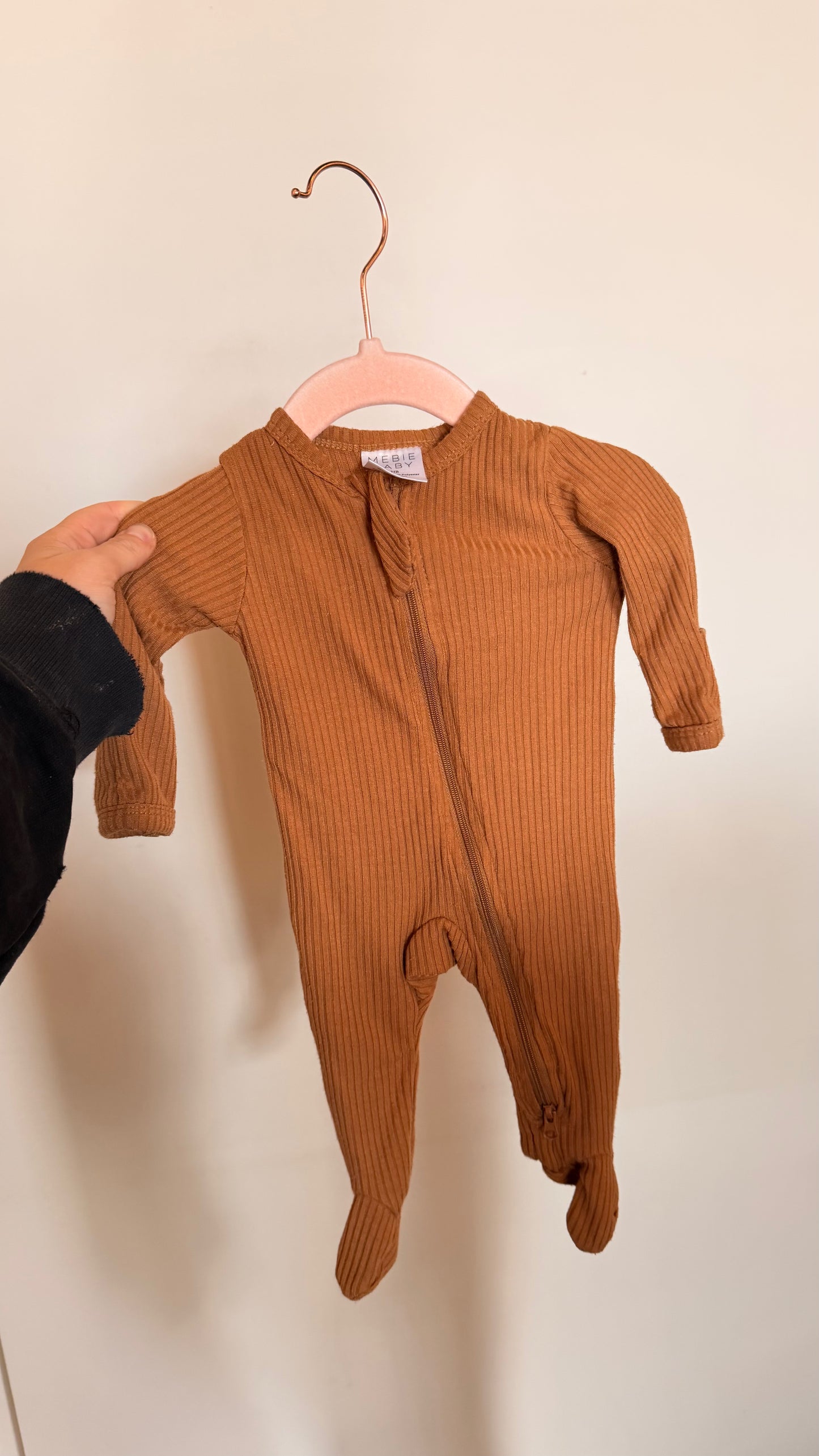 BB Consignment - Mebie Baby Mustard Ribbed Sleeper - NB