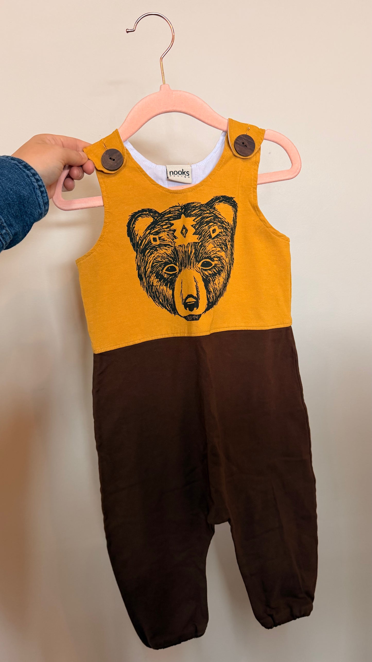 AB Consignment - Nooks Designs Yellow Bear Romper 24M