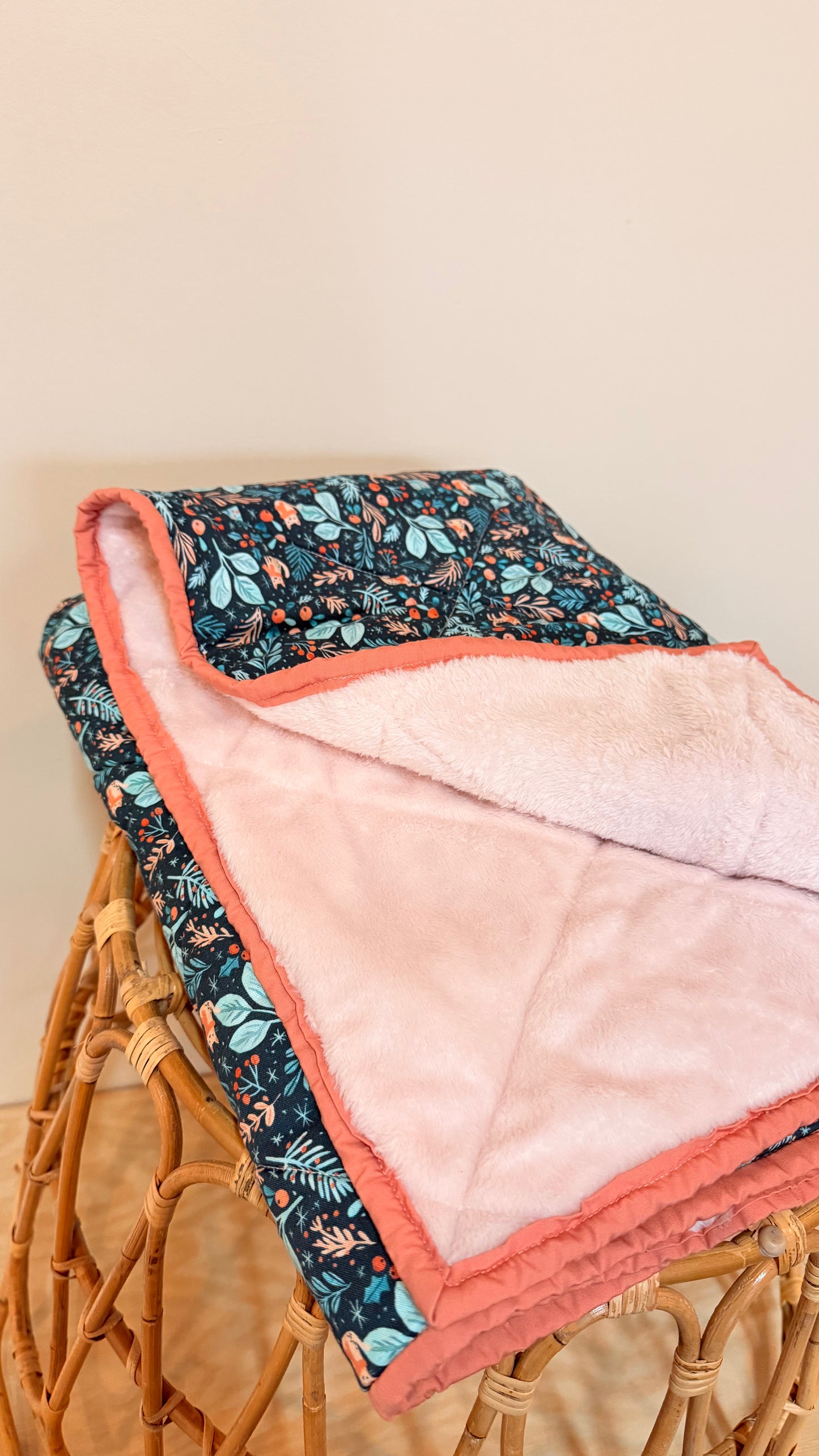 baby B basics - Blue Whimsical Winter Quilted Baby Blanket 32x40