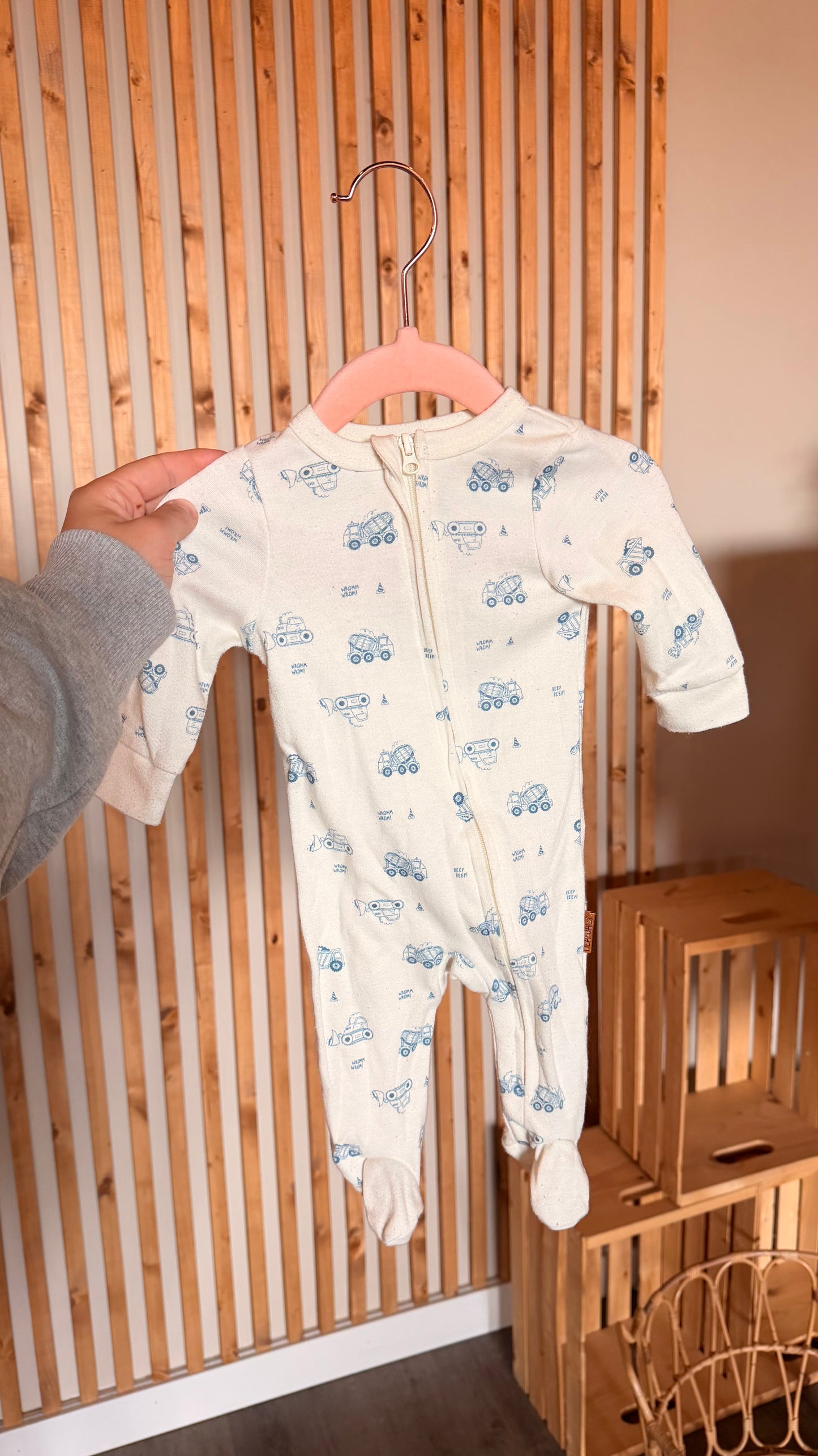 MM - Consignment - Lila&Jack Blue and White Construction Sleeper 3-6M