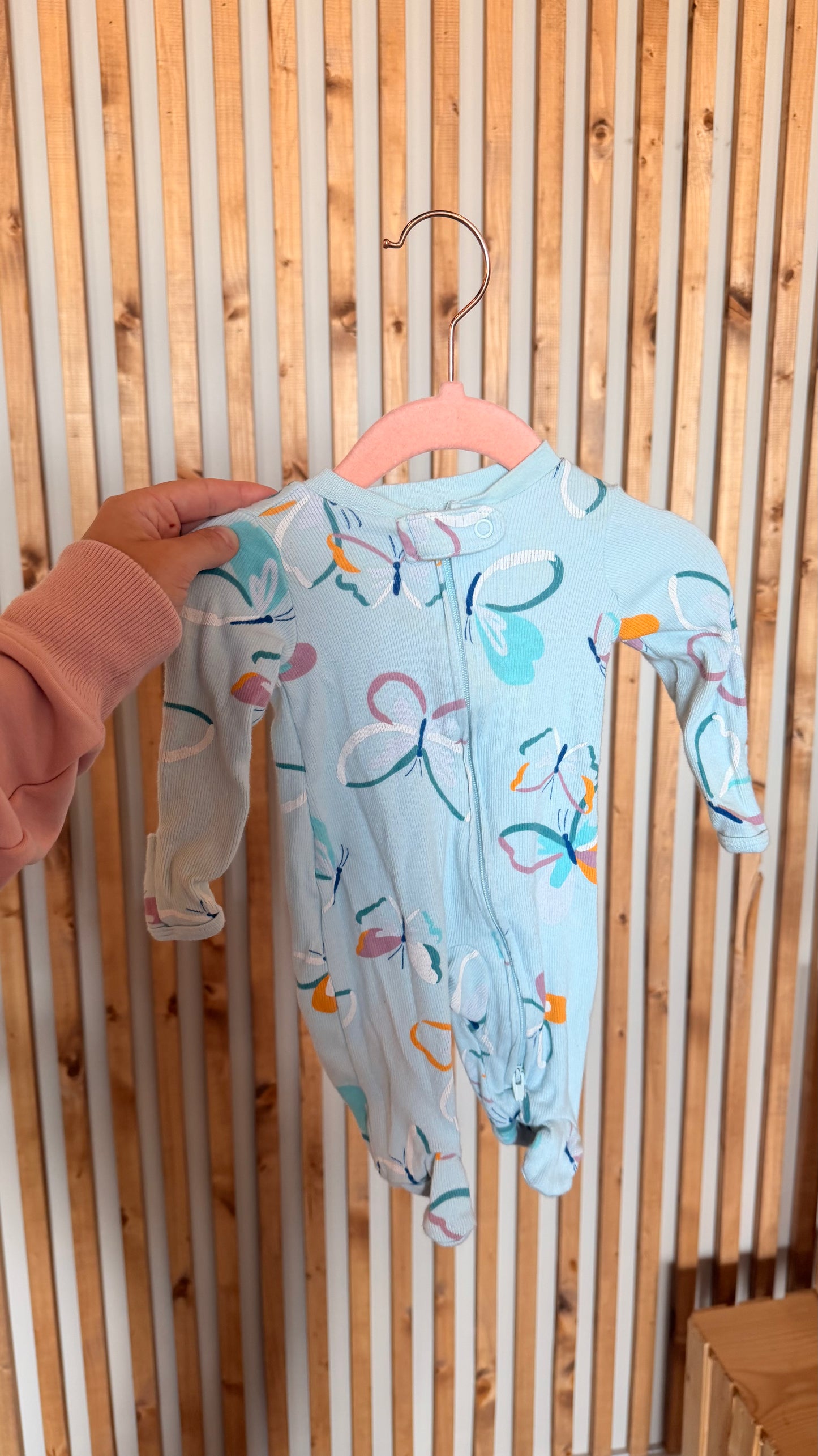 CC - Consignment - Carters Blue Butterfly Sleeper - Newborn