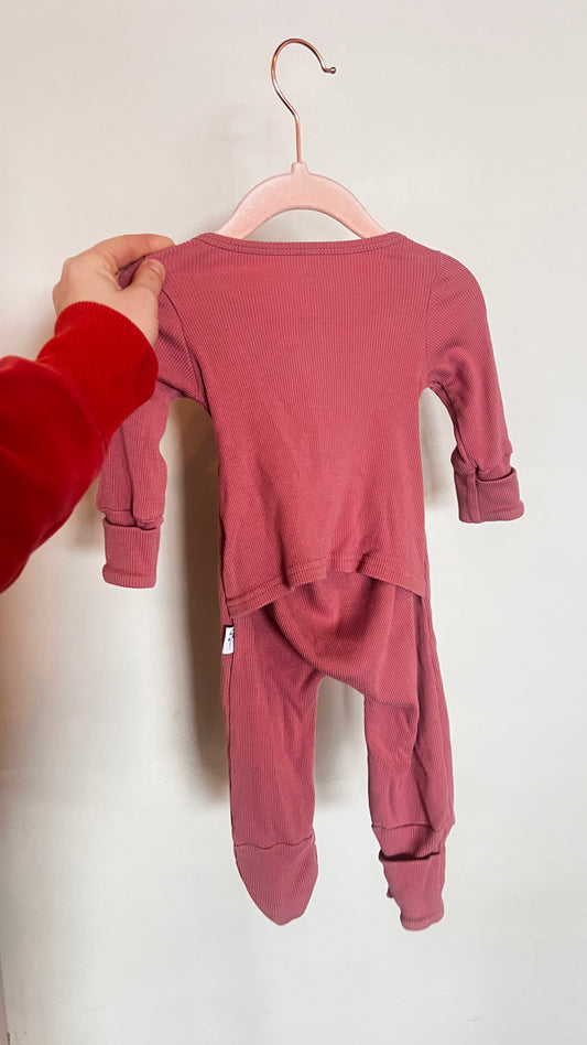 BH - Consignment - Poppy & Co Dark Pink Bamboo Ribbed Romper - 0-3M