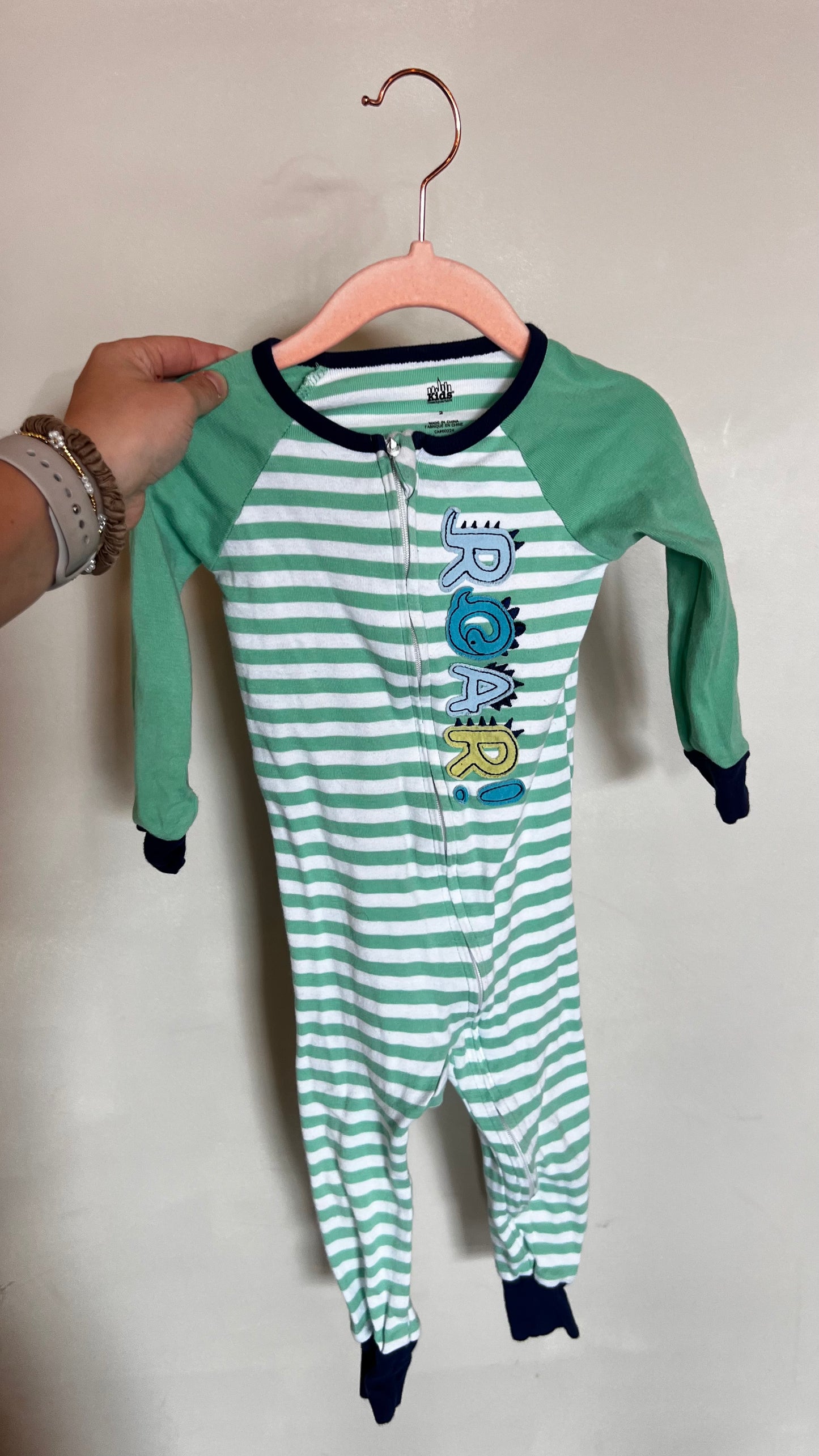 MY - Consignment - Kids Headquarters Roar Striped Sleeper 2T