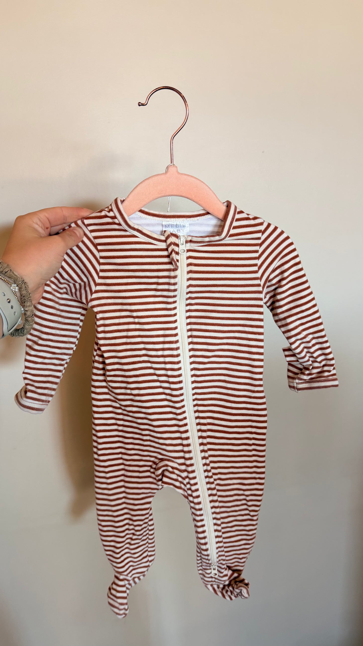 SM Consignment - Mebie Baby - Stripped Bamboo Sleeper 3-6M
