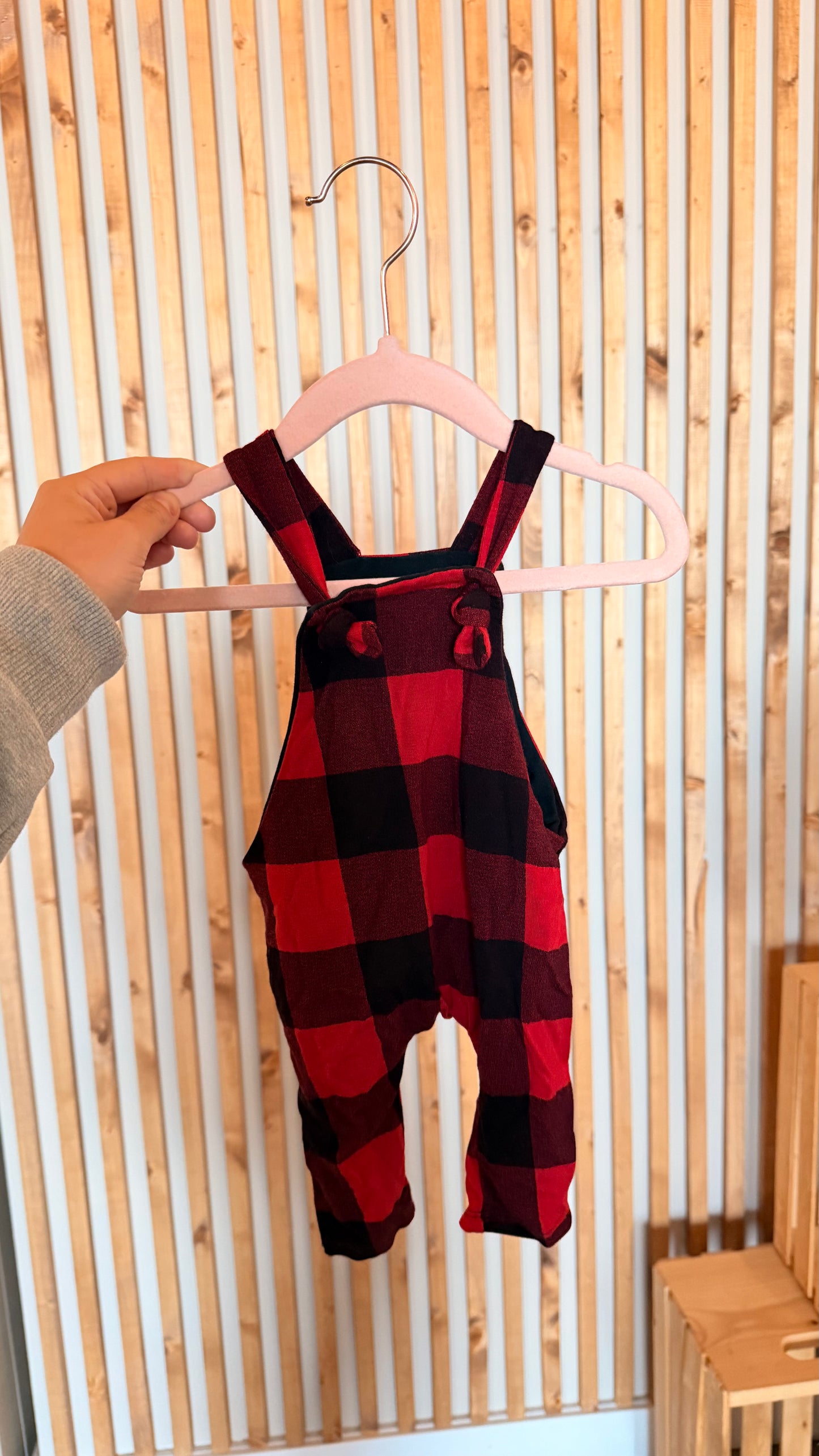 CC - Consignment - Pretty Plum Boutique - Red Plaid Overalls - 0-3M