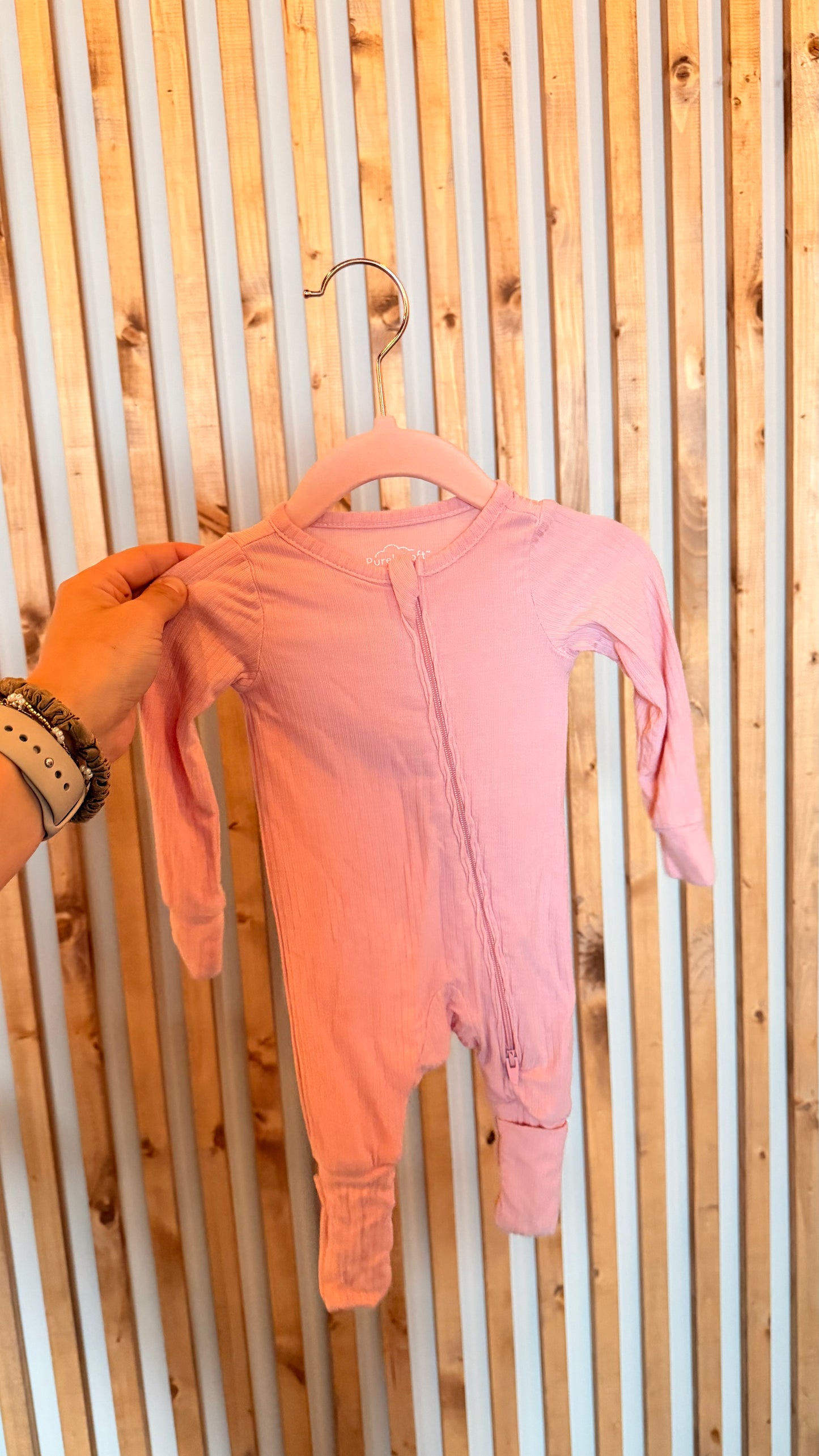 SM - Consignment - Purely Soft Ribbed Pink Sleeper Newborn