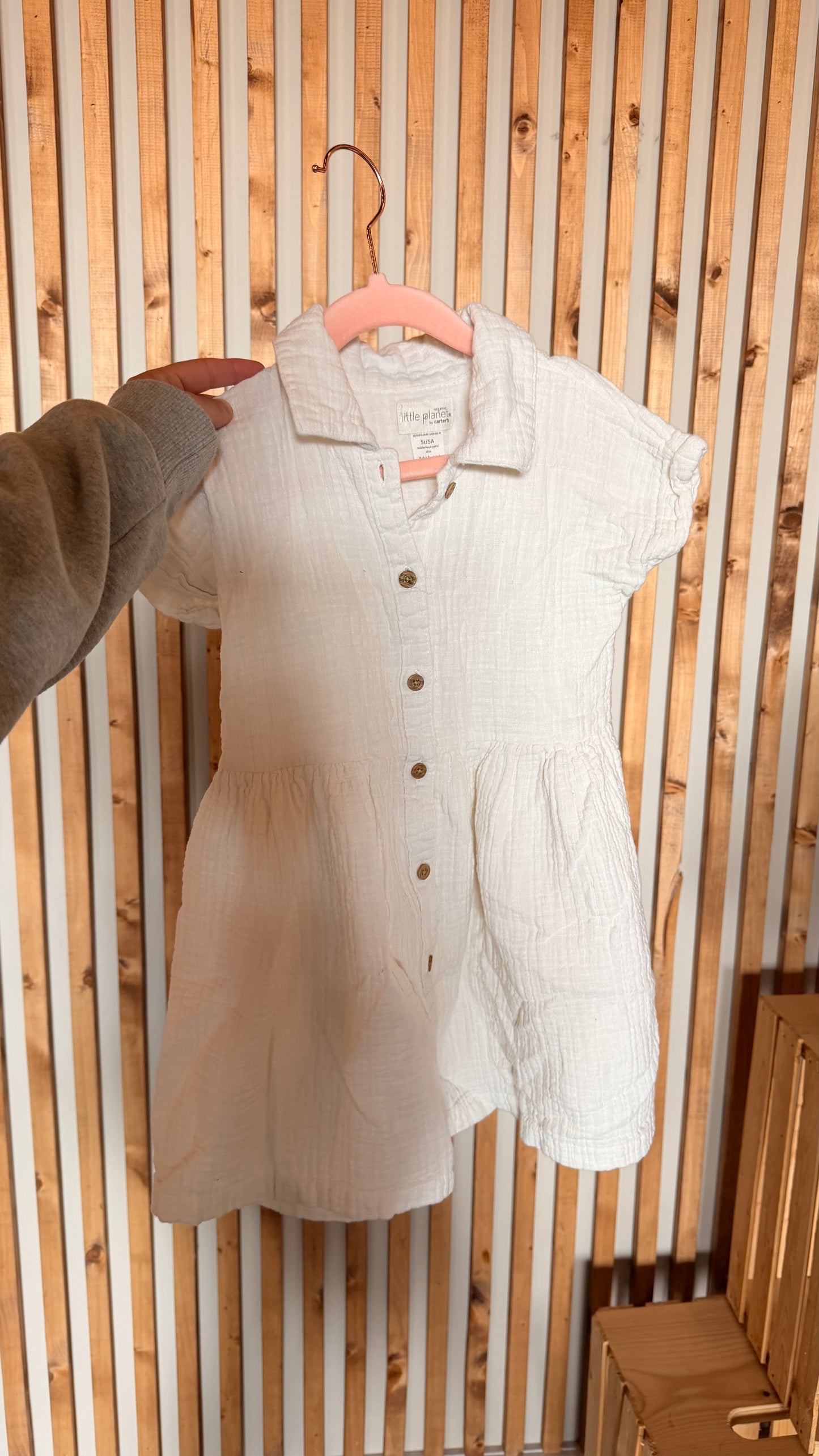MM - Consignment - Little Planet White Muslin Dress 5T