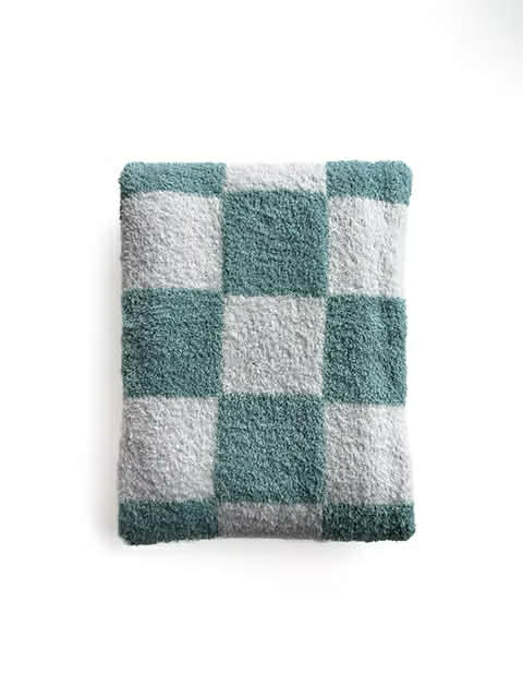 Little Aspen Baby Co - Sky Blue Checkered Plush Blanket