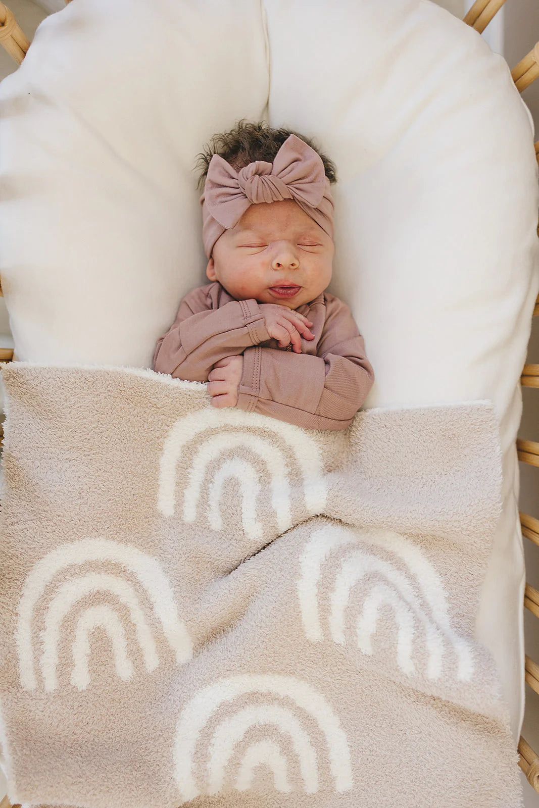 Pre Order - Mebie Baby - Taupe Rainbow Plush Blanket