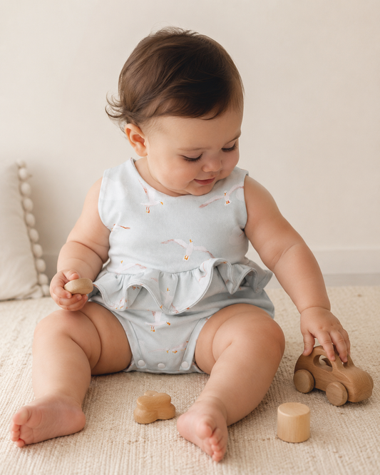 Pre Order - Teddy Little - Gull Bubble Romper