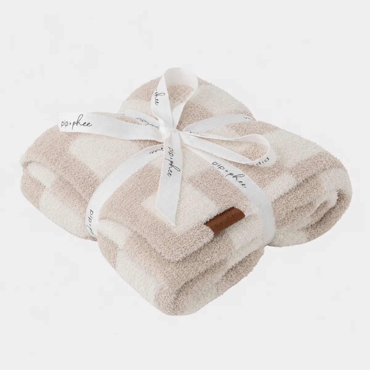 Consignment - NWT - Taupe Check Plush Blanket - 30x40