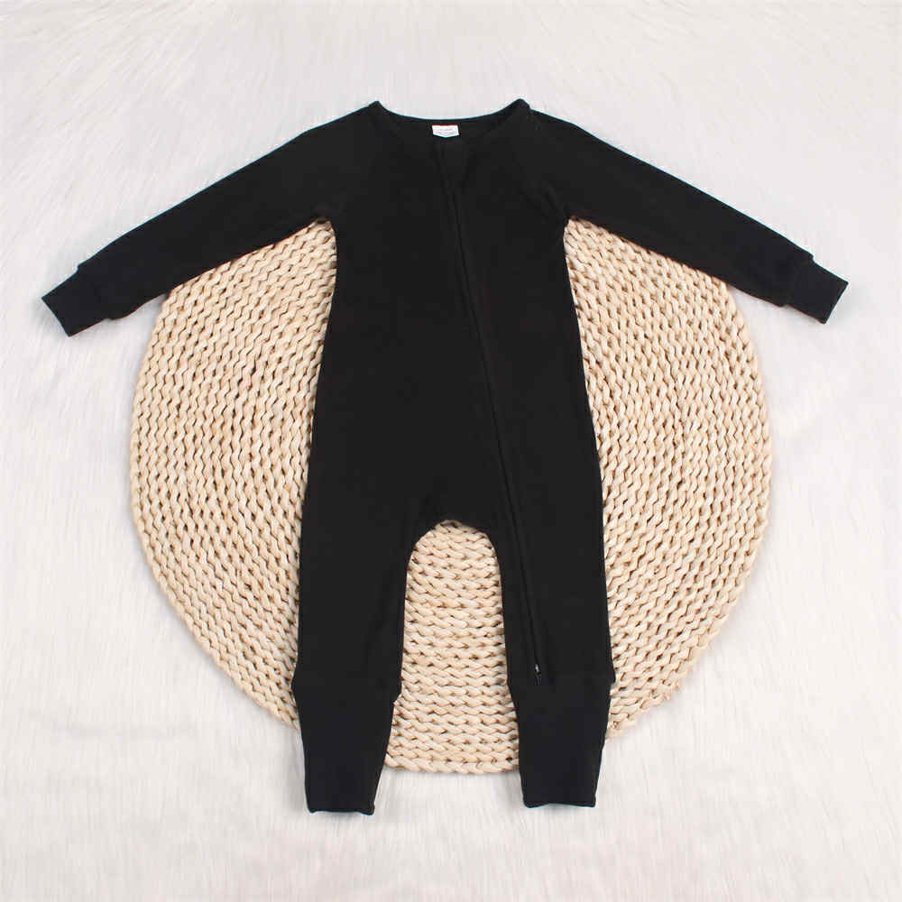 Poppy & Co - Ribbed Bamboo Double Zip Convertible Footie - Black