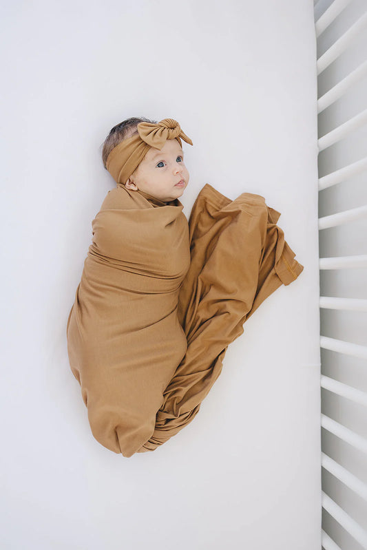 Mebie Baby - Mustard Bamboo Stretch Swaddle