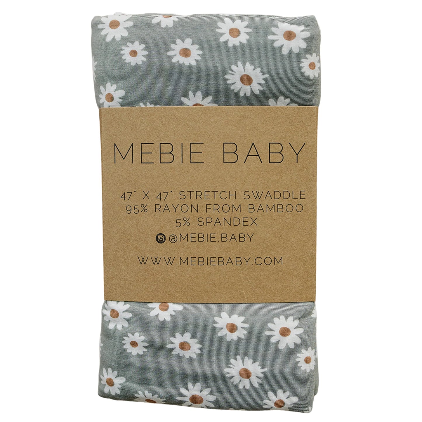 Mebie Baby - Light Green Daisy Bamboo Stretch Swaddle
