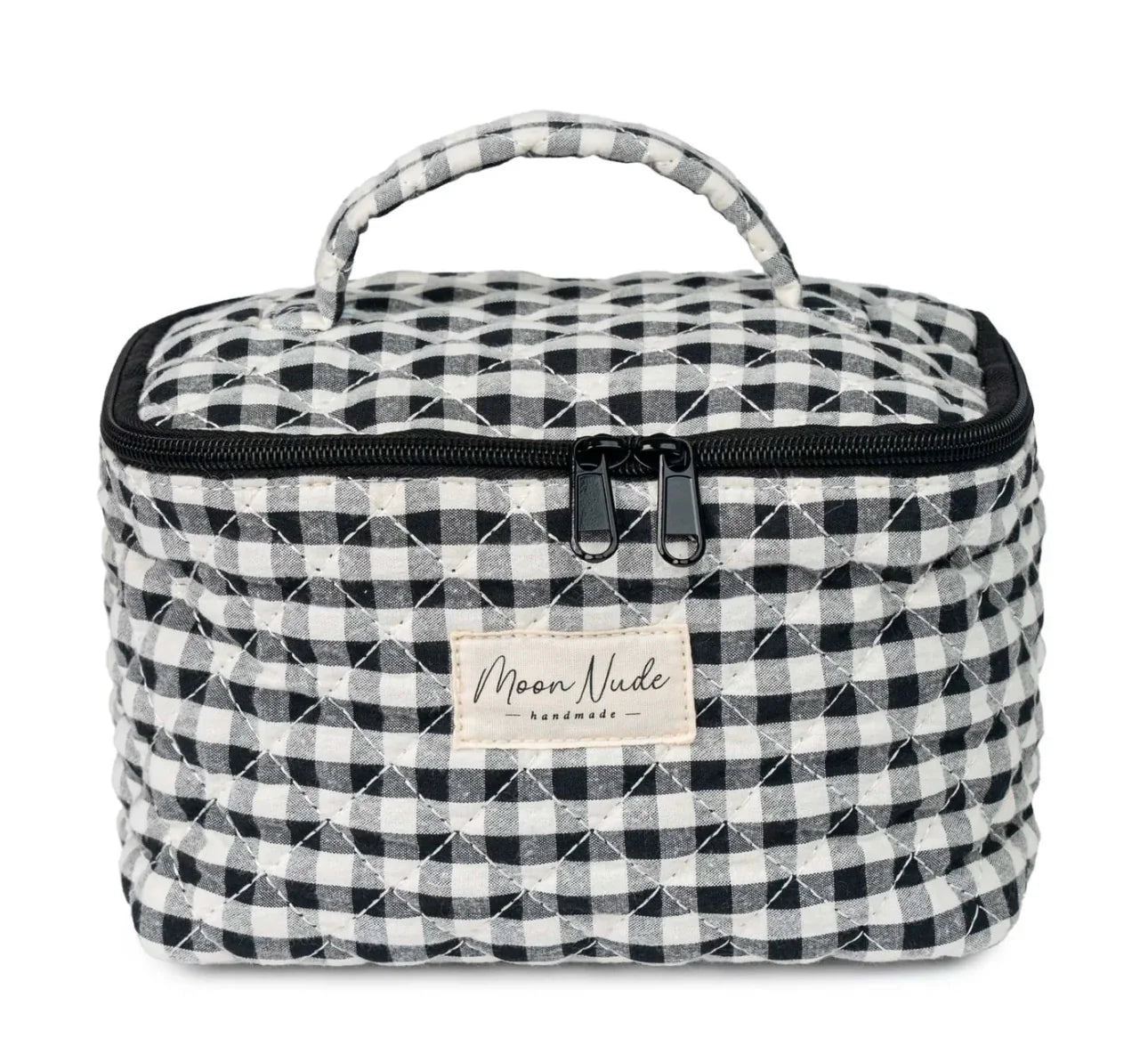 Blush Peony Boutique - Moon Nude - Black/White Gingham Vanity Bag