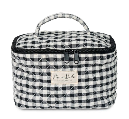 Blush Peony Boutique - Moon Nude - Black/White Gingham Vanity Bag