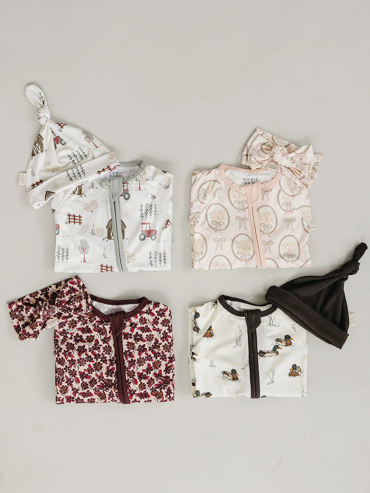 Pre Order - Mebie Baby - Antique Floral Ribbed Zipper