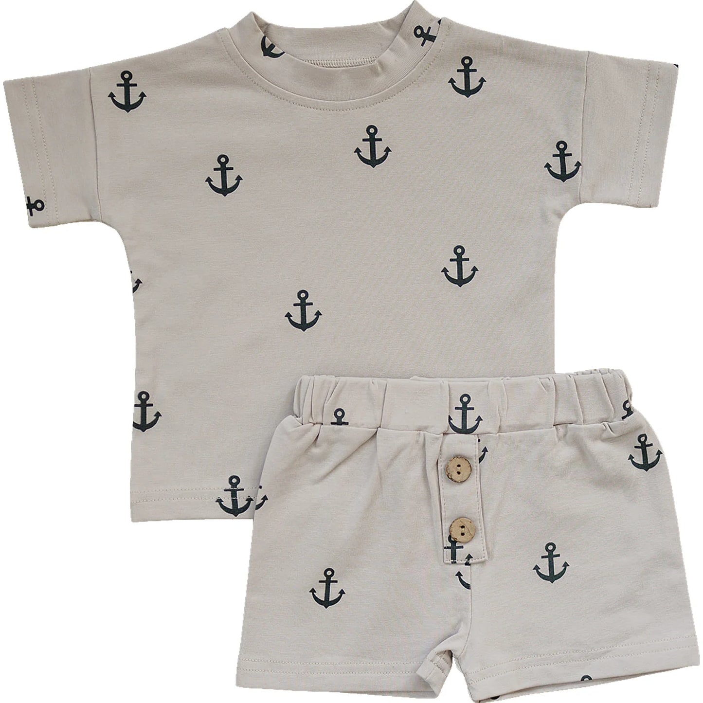 Mebie Baby - Anchors Button Short Set