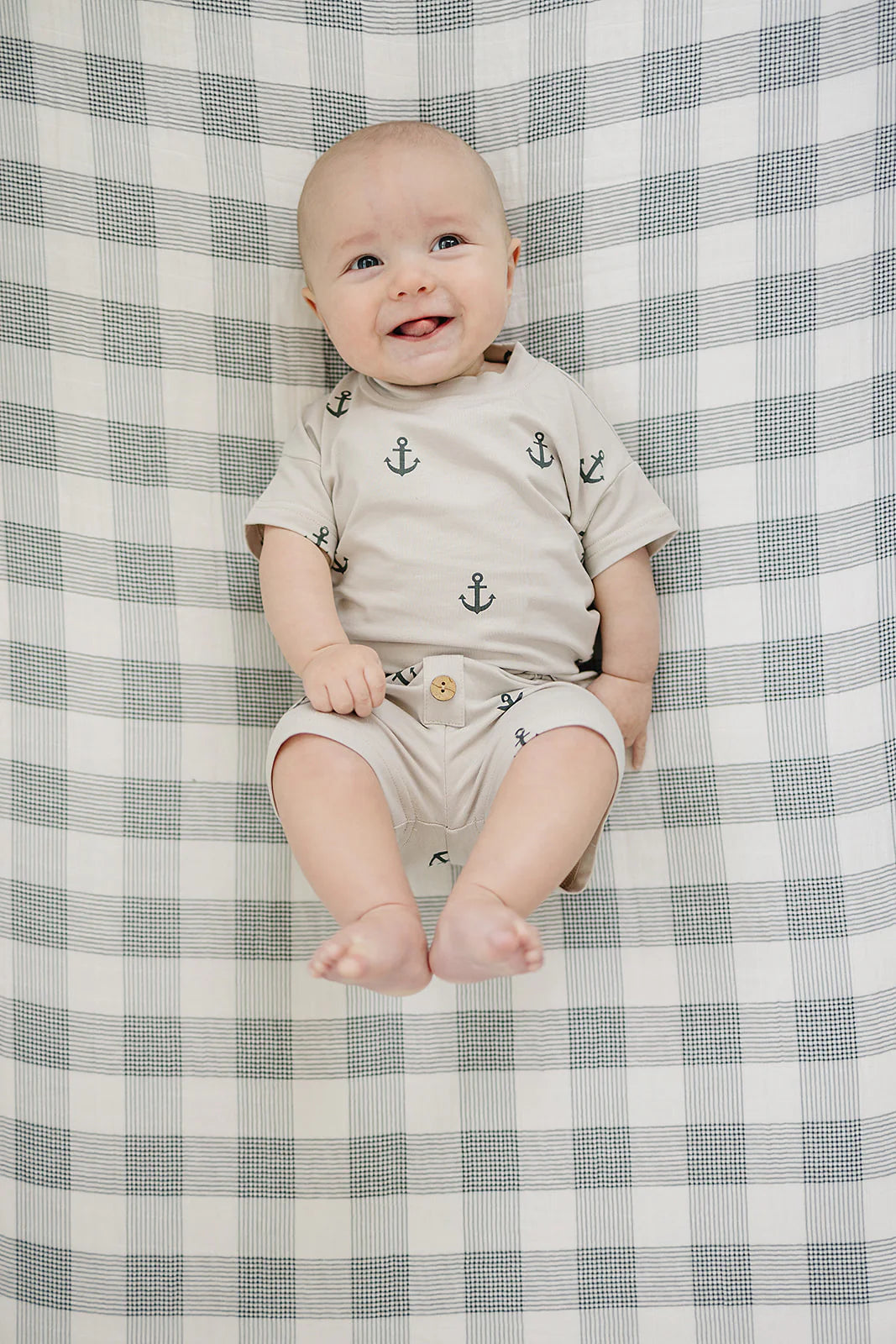 Mebie Baby - Anchors Button Short Set