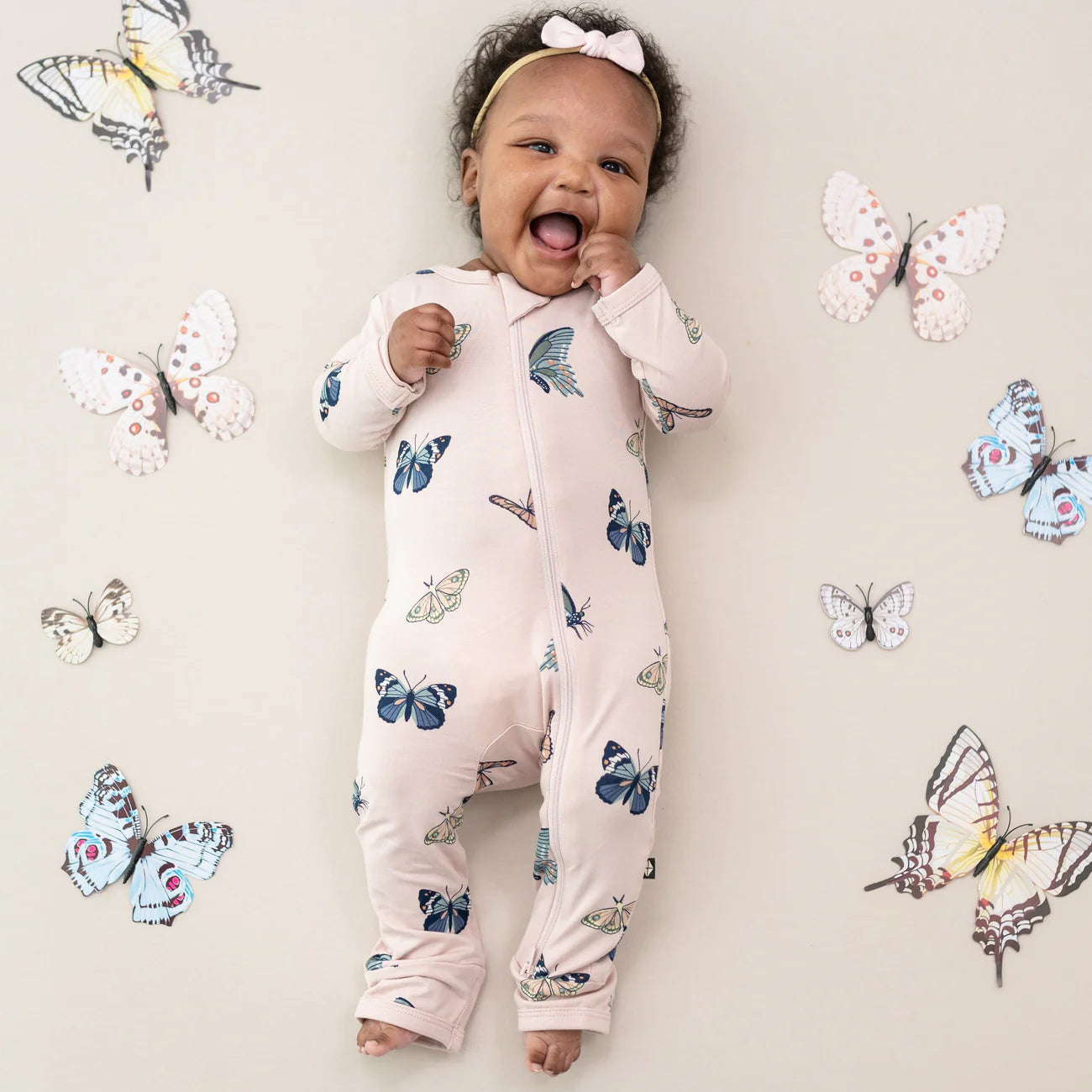 Kyte Baby - Zippered Romper in Blush Butterfly