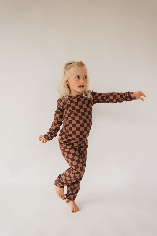 Little Aspen Baby - Espresso Checkers 2 Piece Set