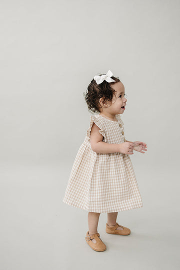 Mebie Baby - Gingham Ruffle Linen Dress