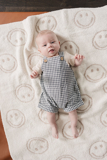Mebie Baby - Gingham Short Linen Overalls