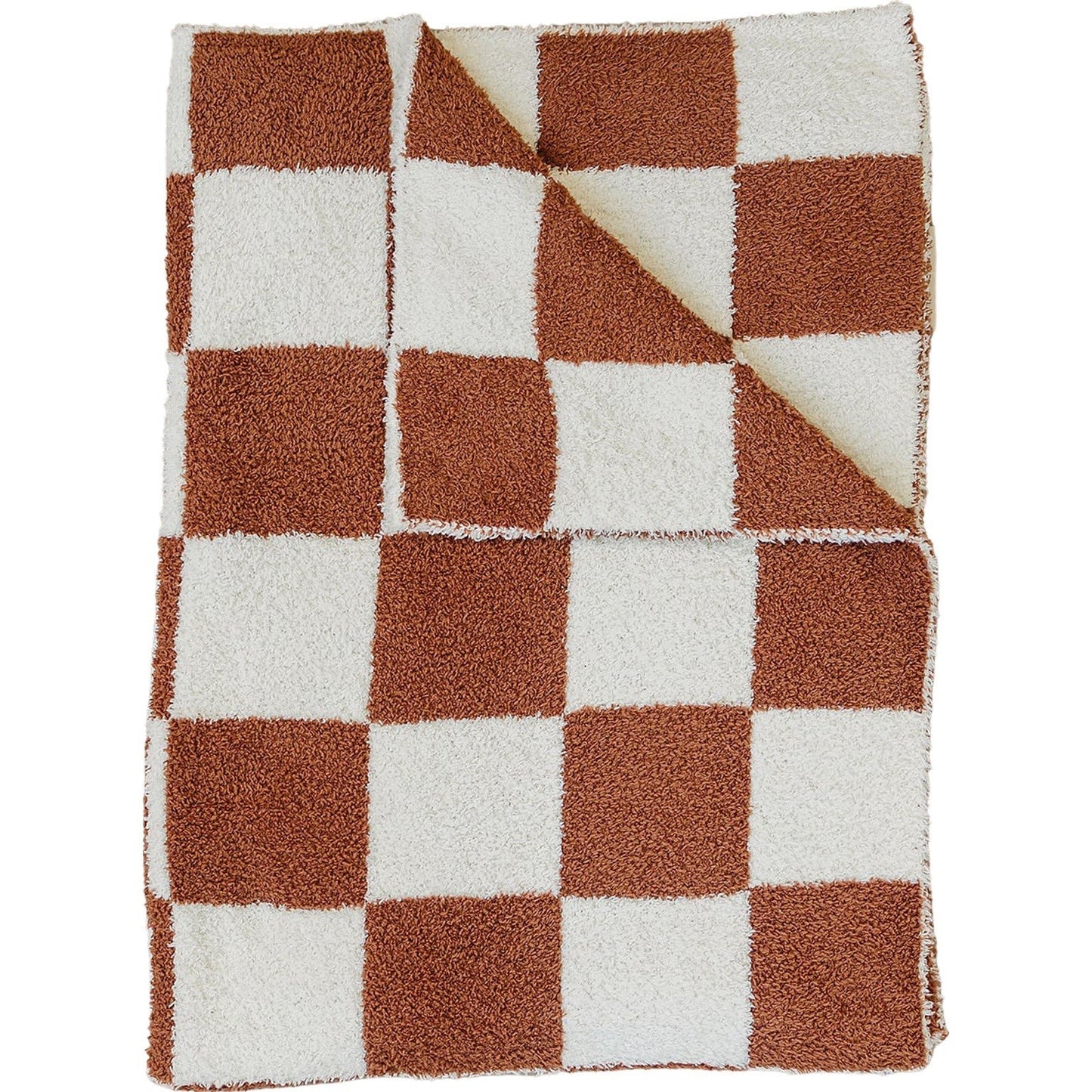 Mebie Baby - Rust Checkered Plush Blanket