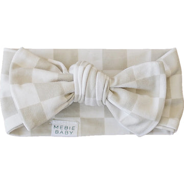 Pre Order - Mebie Baby - Taupe Checkered Head Wrap