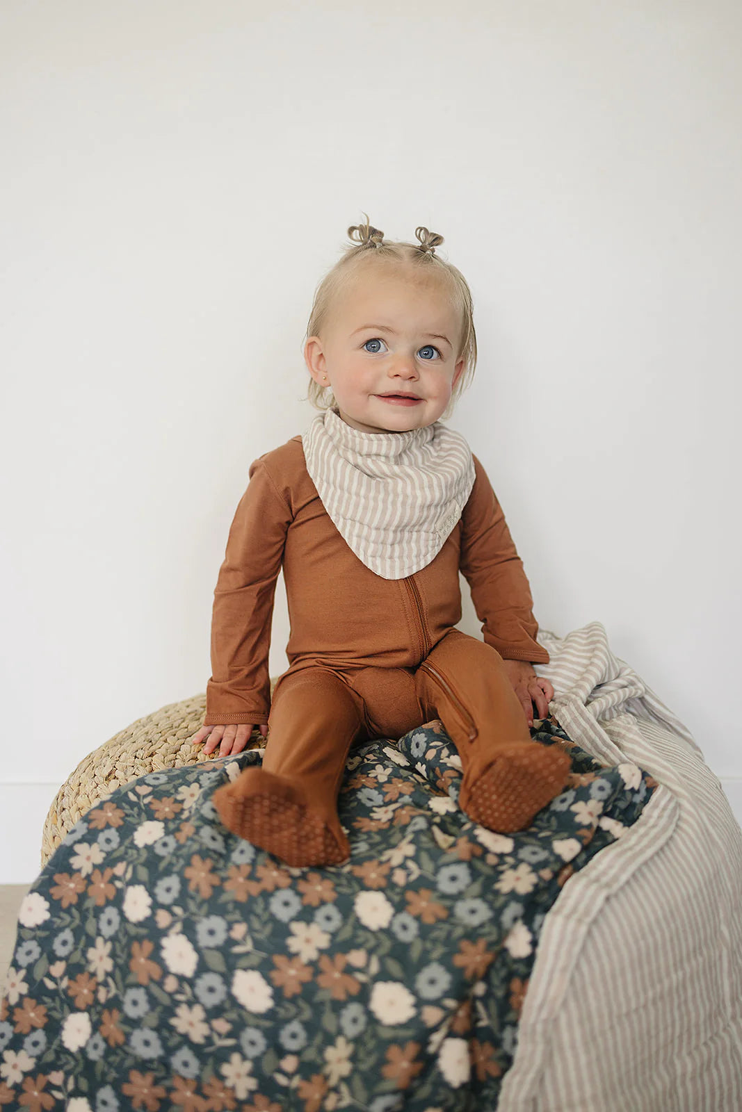 Mebie Baby - Taupe Stripe Muslin Bib