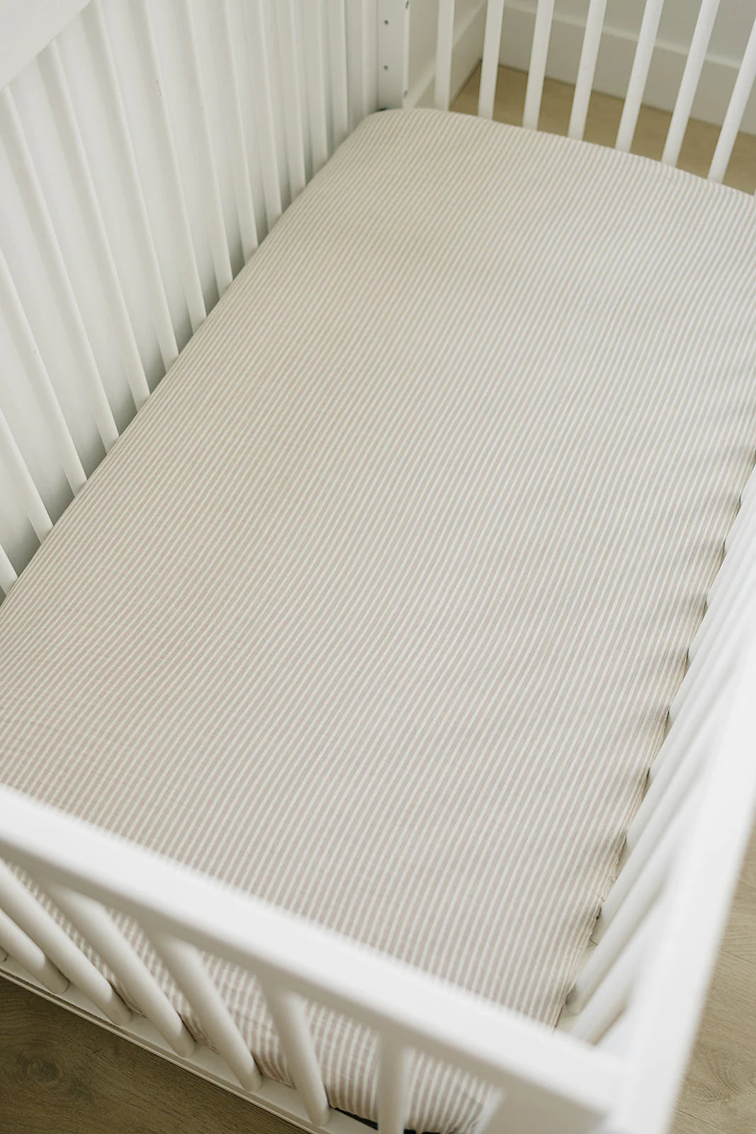 Mebie Baby - Taupe Stripe Muslin Crib Sheet