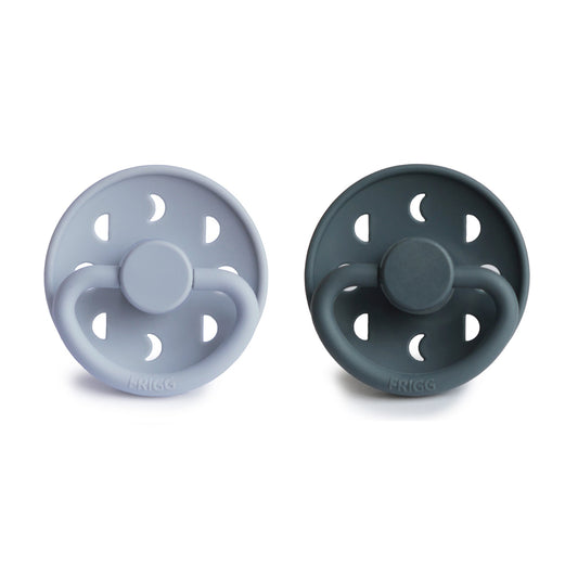 Frigg Moon Silicone Baby Pacifier | 2-Pack - Powder Blue/Slate
