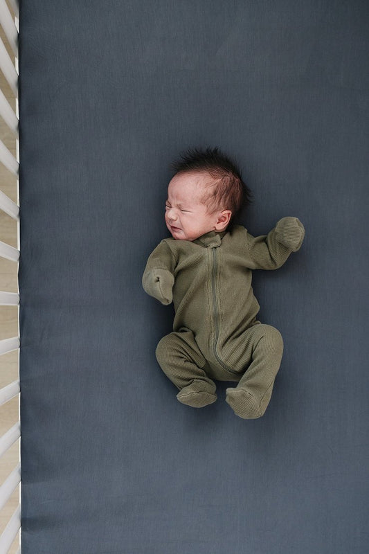 Pre Order - Mebie Baby - Charcoal Stretch Crib Sheet