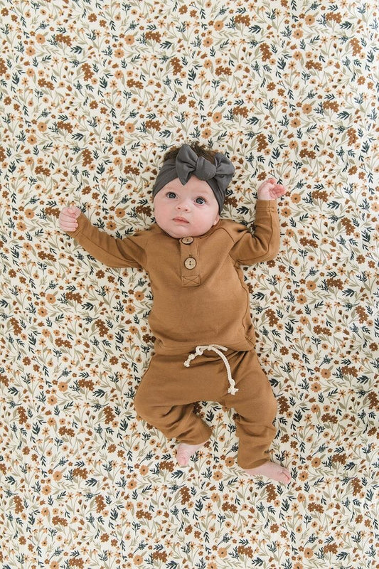 Pre Order - Mebie Baby - Harvest Floral Muslin Crib Sheet