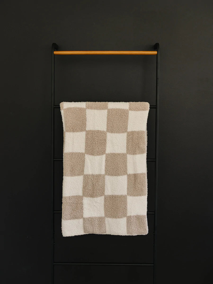 Mebie Baby - Taupe Checkered Plush Blanket