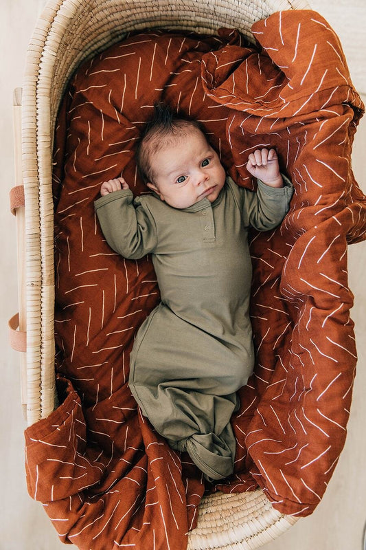 Mebie Baby - Olive Bamboo Knot Gown