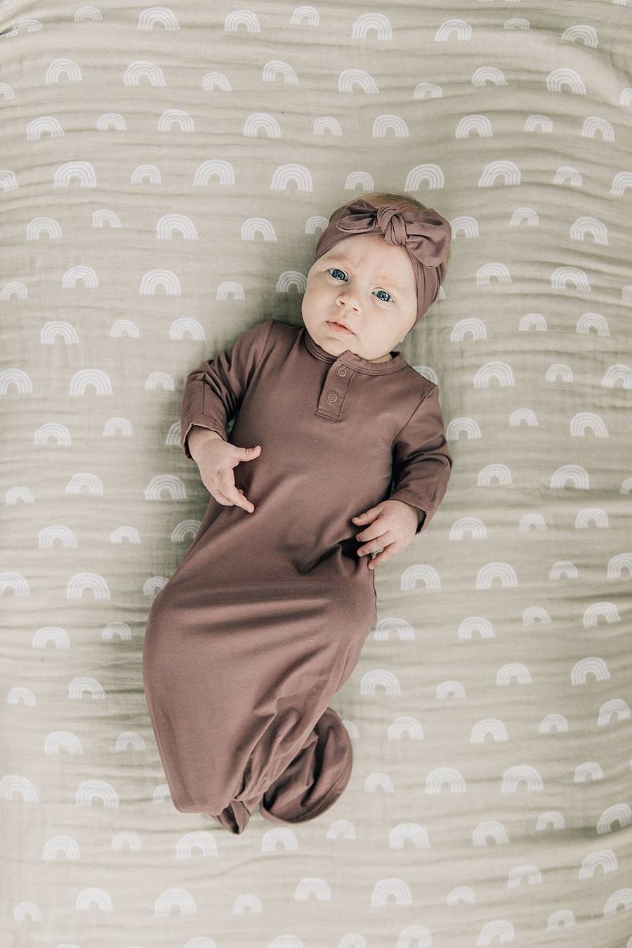 Mebie Baby - Plum Bamboo Knot Gown